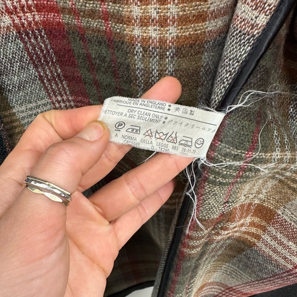 Vintage Mulberry London 90's Gray Wool Herringbone Hooded Toggle Pea Coat Size M - Picture 10 of 13